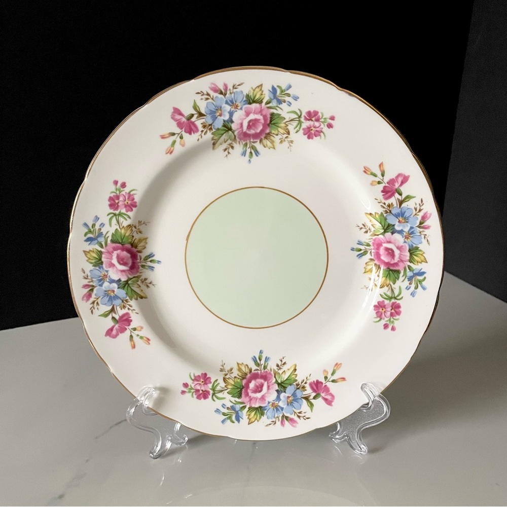 Floral with Mint Green Center Salad Plate - Paragon